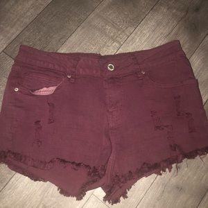 Burgundy jeans shorts  very stretchy !